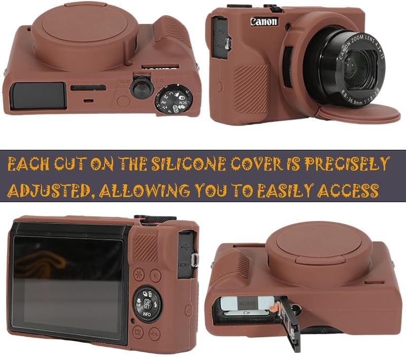 AEXUTDA Case for Canon Powershot G7X Mark III Digital Camera, G7X Mark iii Camera Silicone Case, Anti-Scratch Slim Fit Soft Skin, G7X Mark 3 Accessories with Detachable Lens Cover - Brown - Image 2